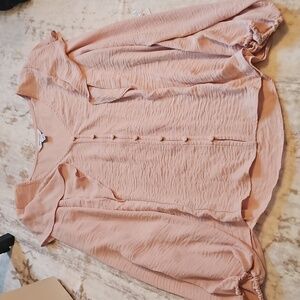 Nine West Light Pink Button-Up Blouse